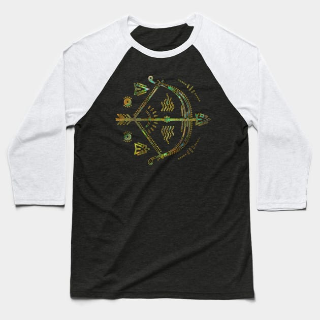 Sagittarius Zodiac Gold Abalone Baseball T-Shirt by Nartissima